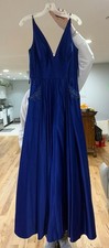 Navy Blue Prom Dress- Blondie nites by stacy sklar Size 7 WITH POCKETS 