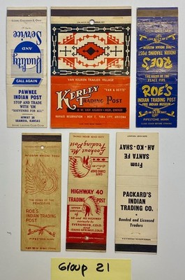 Early American Indian related matchcovers - Group 21 - Indian Trading Posts