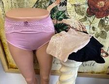 Rhonda Shear Se/3 Briefs Lace Overlay Seamless Ahh Panties Black Nude Pink New