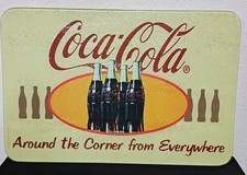 Vintage Coca Cola Glass Footed Serving Tray Around the Corner Everywhere LR