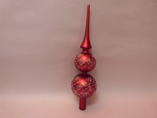 VTG Glass Krebs Finial Christmas Tree Topper Burgundy Red Double Ball 12"