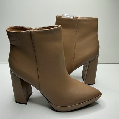 Journee Collection Womens Marnnie Pointed Toe Heel Ankle Booties Tan Size 9.5
