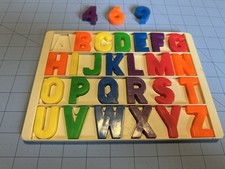 Lot Vintage Fisher Price School Days Desk Letters Tray 25 Alphabet 3 Numbers GUC