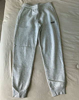 PUMA Men's Gray Fleece Jogger Pants Size S Drawstring Elastic Waist Pockets