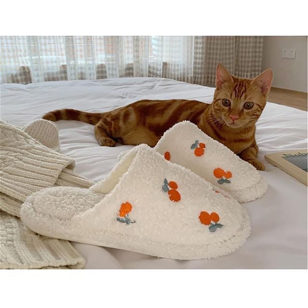 SAOLA Bellissime ciabatte invernali in cotone suola spessa scarpe piatte casual antiscivolo per donna