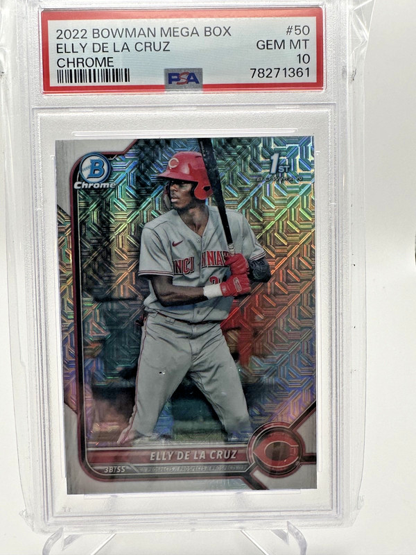 2022 Bowman Mega Box Chrome Elly De La Cruz RC Mojo Refractor PSA 10