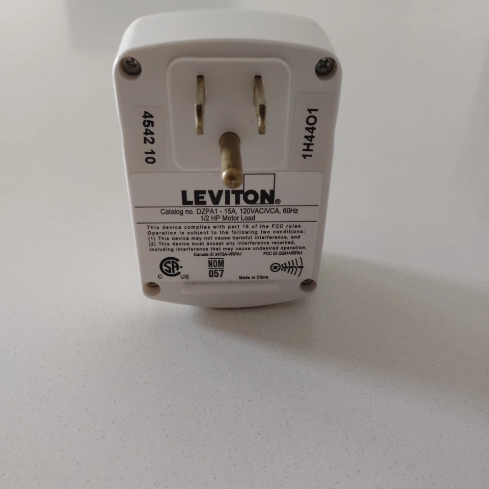 Leviton Decora ZWave Plus DZPA1-15a штепсельная вилка розетка кольцо сигнализация комп - Изображение 2 из 3