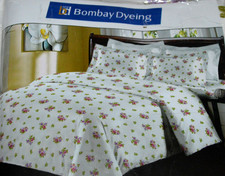 BOMBAY DYEING FULL SIZE FLORAL FLAT BED SHEET & 2 PILLOW SHAMS PINK FLORALS NEW