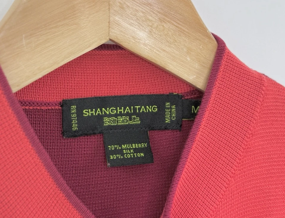 Shanghai Tang Mulberry 真丝和棉中式领针织毛衣衬衫 M 码 — 第 4/4 张图片