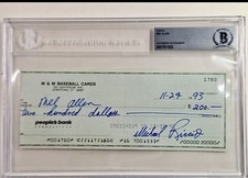 YANKEE LEGEND BROADCASTER Mel Allen Signed Auto Check JSA Beckett BAS