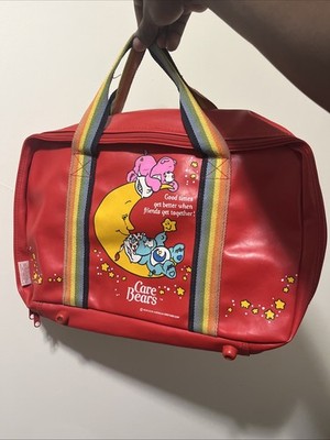 Vintage 1983 Care Bears Kids Good Times Get Better Travel Duffle Bag Red