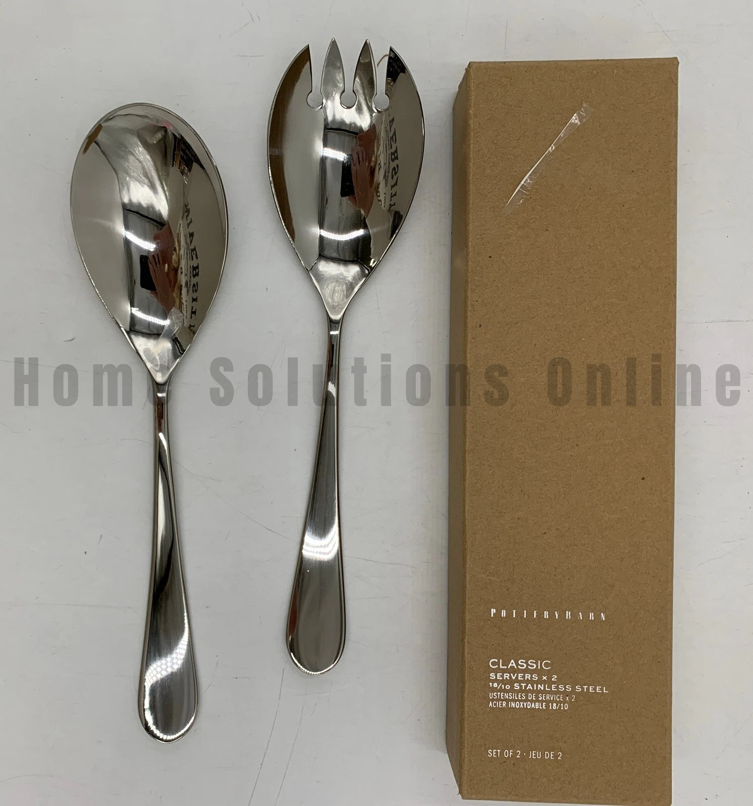 Pottery Barn Classic 18/10 Stainless Steel Serving Utensils S/2 #F204