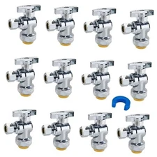  12-Pack Angle Stop Valve, Angle 1/2" x 3/8" Comp. Angle Stop Valve, 12 Pack