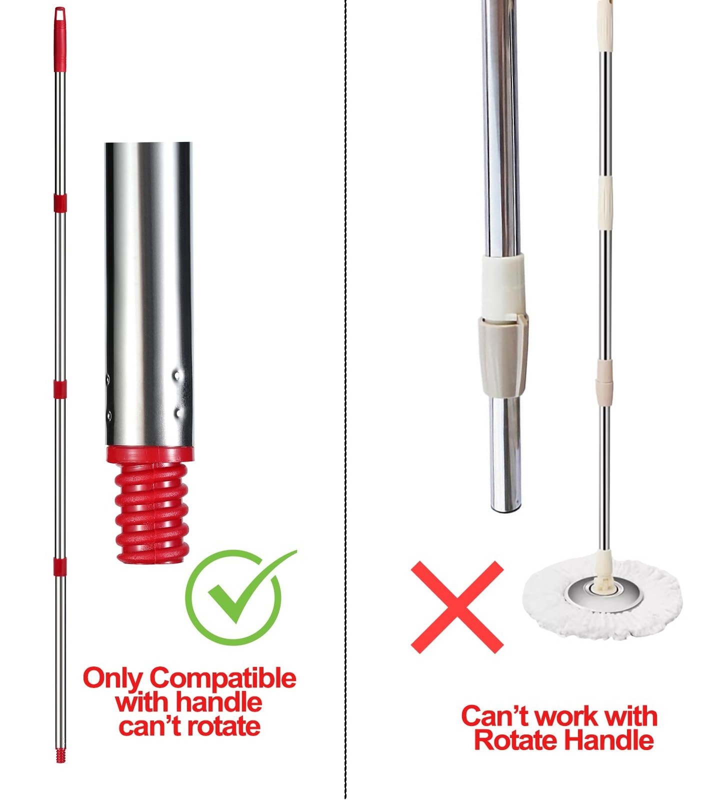 Spin Mop Replacement Handle - 4 Section Mop or Broom Handle/Stick C... Fast Ship