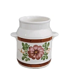 Vintage Sado Portugal FTD Hand-Painted Floral Milk Crock – 70s/80s Farmhouse