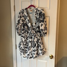 Farm Rio X Anthropologie Printed Wrap Long Sleeve Mini Dress Size Small