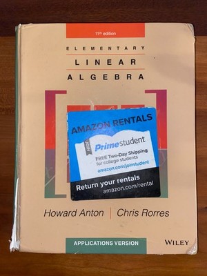 Elementary Linear Algebra by Howard Anton, 11th edition (2014, Hardcover)