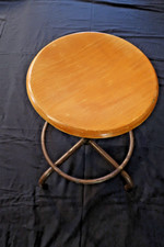 Ancien siège métier tabouret industriel usine vintage métal bois années 1950/60