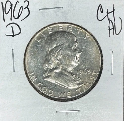1963-D  FRANKLIN SILVER HALF DOLLAR ~ CH AU  ~ NICE COIN ~ 90% SILVER