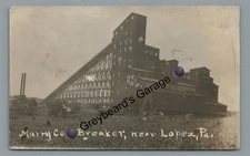 RPPC Murry Coal Breaker Mine LOPEZ PA Sullivan County Real Photo Postcard