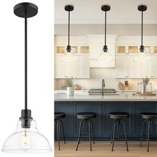 Black Pendant Lights Kitchen Island, 1-Light Pendant Lights in Black Finish w...