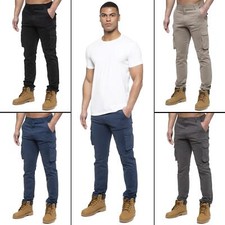 Enzo Jeans Mens Cargo Combat Trousers Chino Cotton Denim Work Pants All UK Sizes