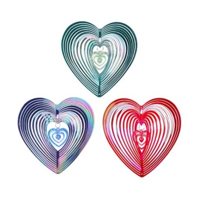 3 pack Outdoor Yard Garden Decor: ABS 3D Wind Spinner with Heart Pattern