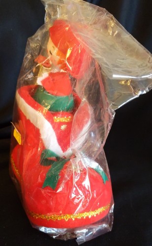 Vint 1980 FLOCKED ELF Felt Figure in CHRISTMAS BOOT Decor Ornament Table Display - Picture 8 of 8