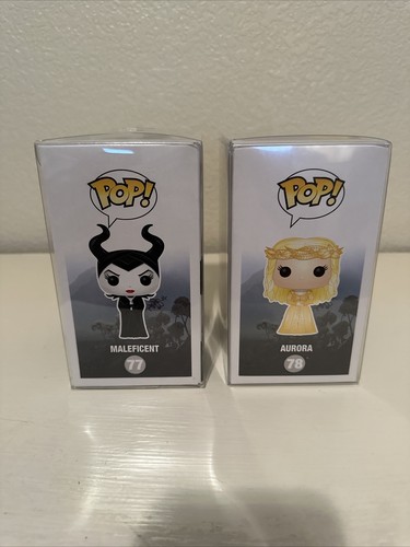 Funko Pop Disney HotTopic GLOW Maleficent 77 And METALIC Aurora 78 Vaulted - Picture 2 of 6