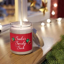 Christmas Gift Funny Santa's Sweaty Sack Candle Humorous Holiday Gift
