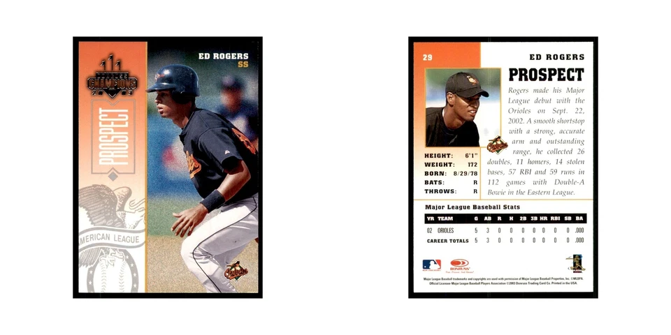 2003 Donruss Champions Ed Rogers Baseball Cards #29 - Image 3 of 3