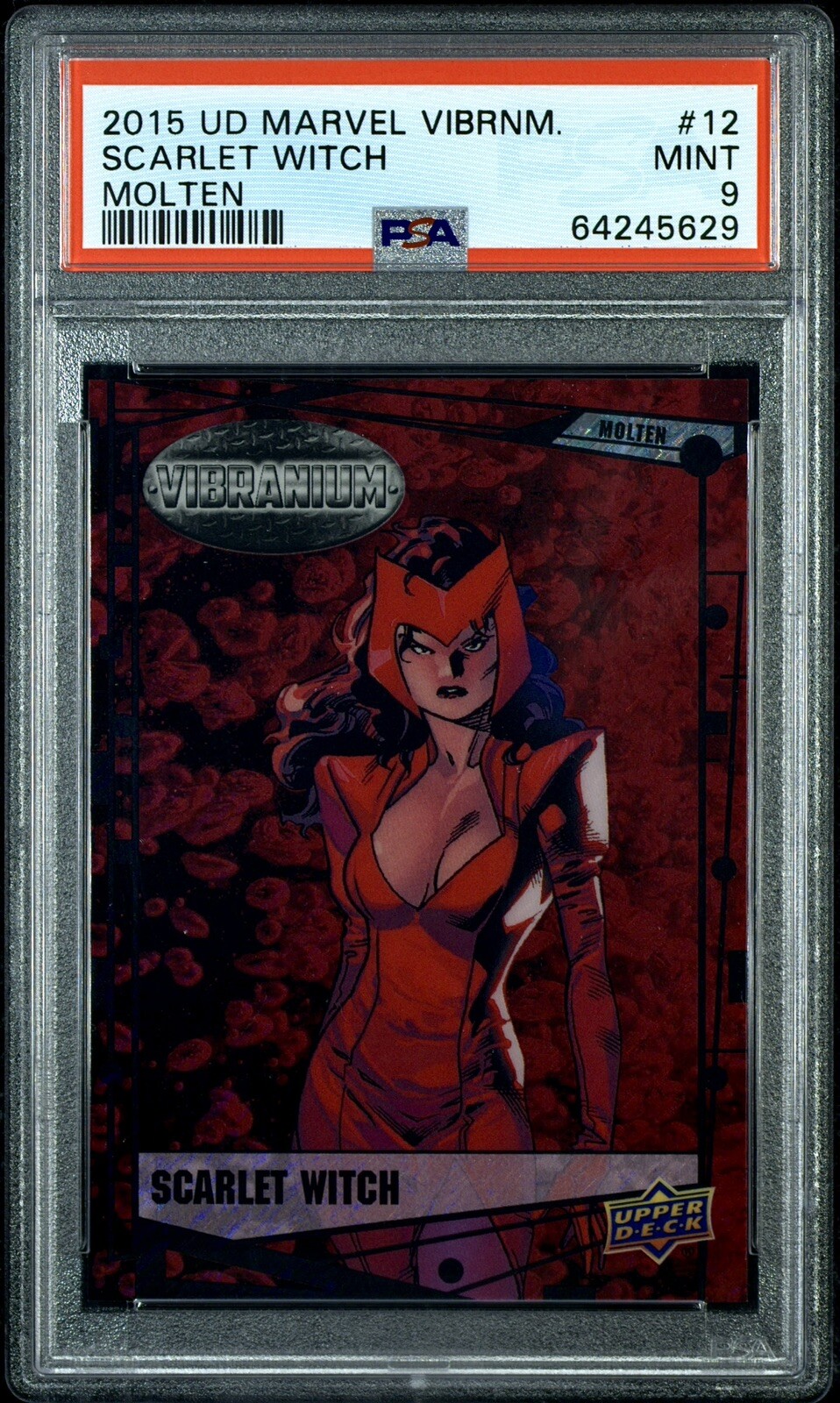 2015 UD Marvel Vibranium Molten /299 #12 Scarlet Witch PSA 9 🔥RARE🔥