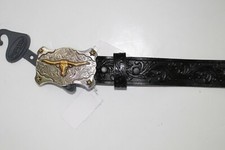 Kids Western Tony Lama Belt NEW NWT Long Horn Steer Buckle Size 24 Leather