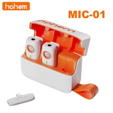 White Hohem MIC-01 Lavalier Microphone 2 Transmitters and 1 Receiver for iPhones