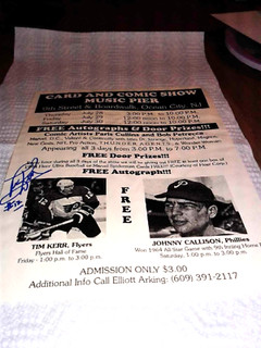 TIM KERR PHILADELPHIA FLYERS AUTOGRAPHED/SIGNED OCEAN CITY N.J. CARD SHOW FLYER
