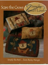 Scare the Crows by Becky Menges Wool Applique Footstool Pillow Rug Hooking PB