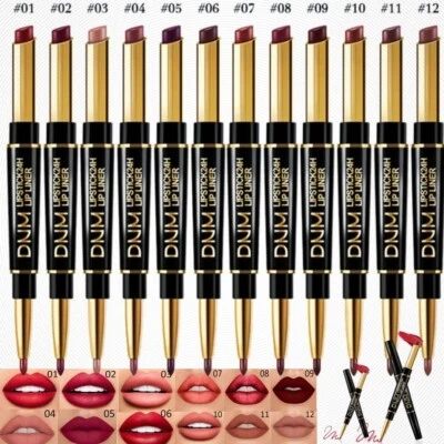 DNM Wasserfester Doppelkopf Lippenstift Lip Liner Stift Stift Matt Langanhaltendes Make-up
