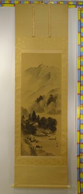 I346 SANSUI Landscape Hanging Scroll Japanese Art painting antique
