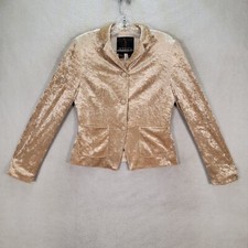 Vtg Jessica Christopher Lai Womens Blazer Beige Velour Maximalist Slim Size 4