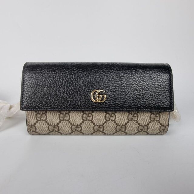 Gucci Small Marmont GG Black Ebony Leather Wallet/Shoulder Bag New