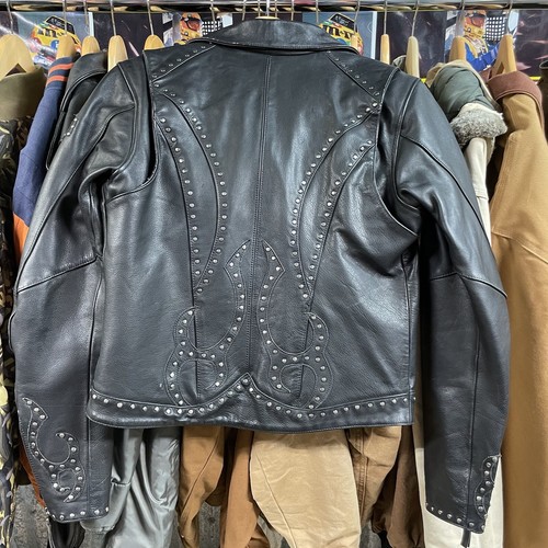 Harley Davidson Women Leather Jacket Black M Studded Bling Flames - Picture 9 of 11