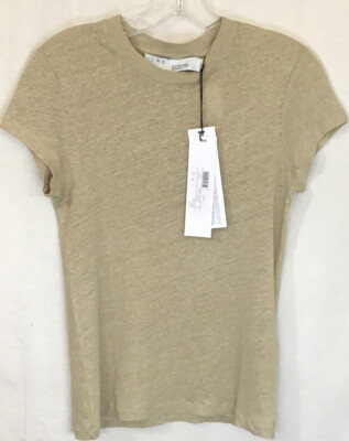 Iro Linen Third T-Shirt Beige Crewneck Short Sleeve Knit Nwt Size XS