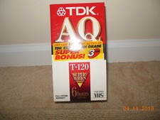 3 pack NEW SEALED TDK EHG E-HG AQ VHS Cassette Tapes 6 Hours Blank Recording