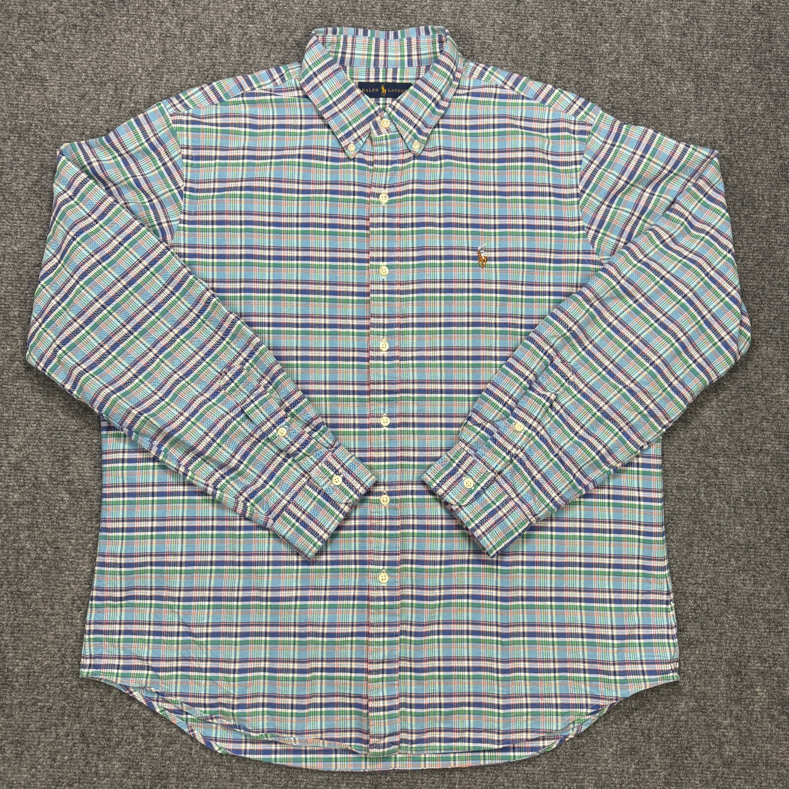 Polo Ralph Lauren Camicia Uomo Extra Large Verde a Quadri Colore Cotone Pony