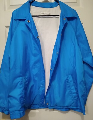 Vintage 80s 90s Current Seen Unisex Blue Button-Up Windbreaker Jacket Large