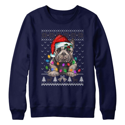 Französische Bulldogge Weihnachten Sweatshirt für Kinder Hundebesitzer Festlich Weihnachtsmann Mütze Fre...