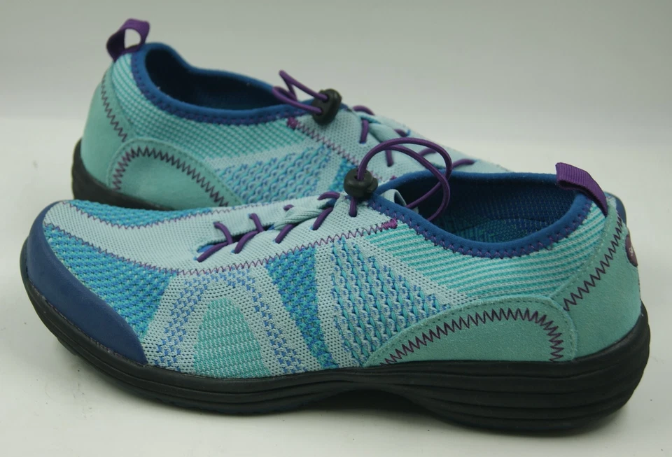 Zapatillas deportivas Sanita O2 para mujer talla 11 azul púrpura tejido elástico encaje zapatos cómodos Foto 2 de 4