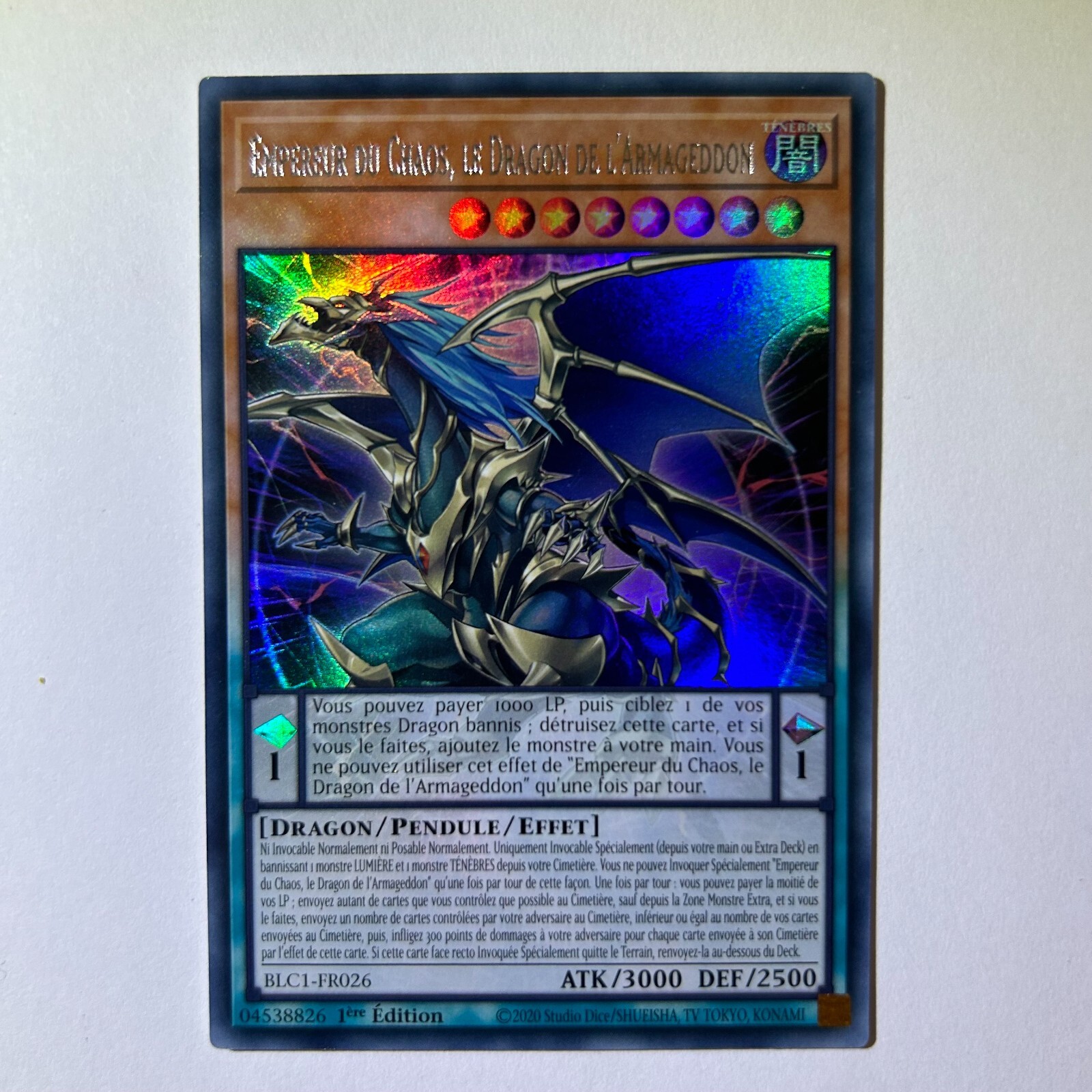Yu-Gi-Oh Ultra Rare Emperor Of Chaos Dragon Of Armageddon BLC1-FR026