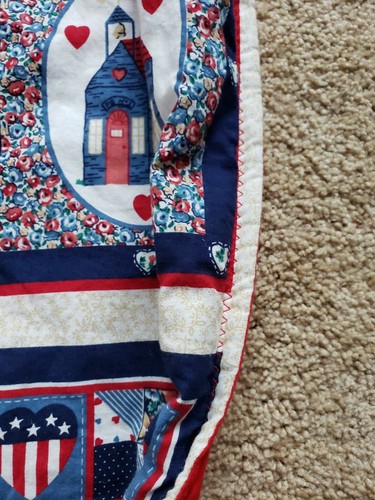 Handmade Toddler Baby Blanket Throw Red White Blue Americana Patriotic Hearts - Picture 8 of 9