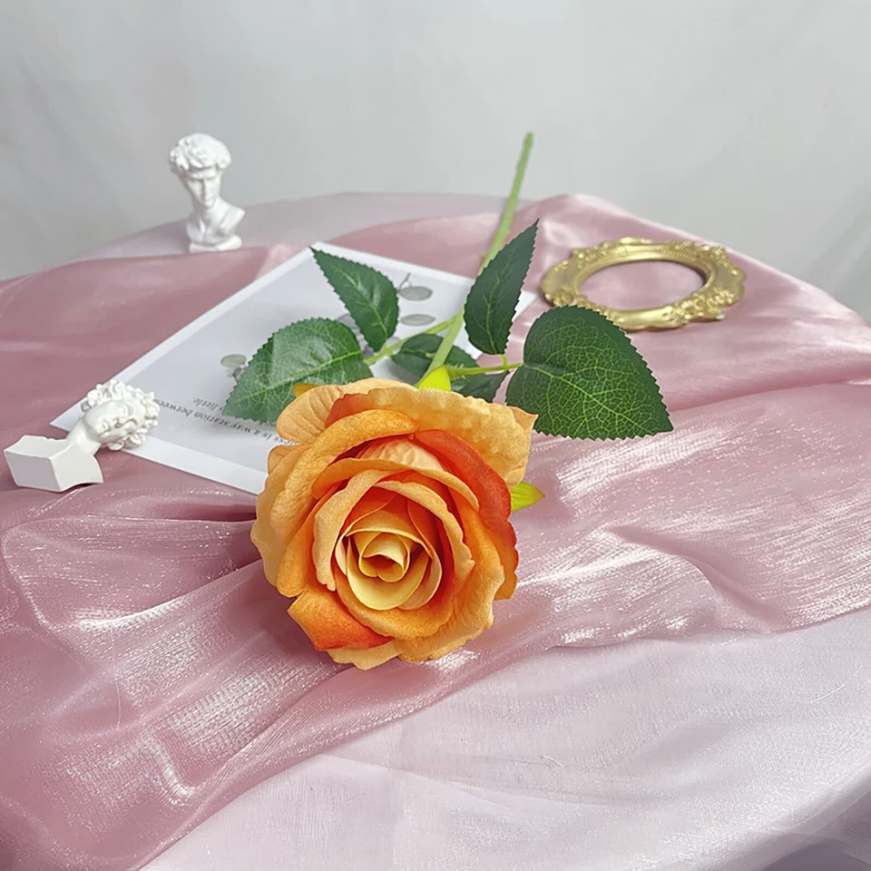 10PCS 51cm Long Stem Artificial Rose Flowers Velvet Bunch Wedding Home Bouquet